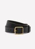 Faux-Leather Denim Belt with Square Metallic Buckle