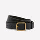 Faux-Leather Denim Belt with Square Metallic Buckle