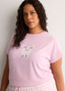 Pink Boxy-Fit Cotton Knit Pyjama Top with Sheep Chest Print - tiVOGLIO