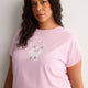 Pink Boxy-Fit Cotton Knit Pyjama Top with Sheep Chest Print - tiVOGLIO