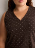 Responsible, Brown Dotted Sleeveless V-Neck Swing Top