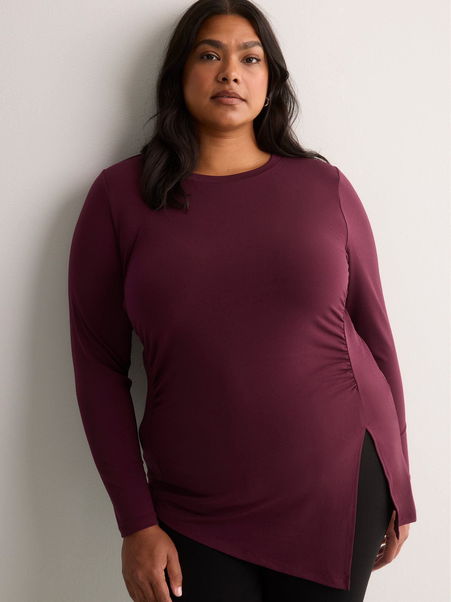 Asymmetric Ruched Knit Shirt