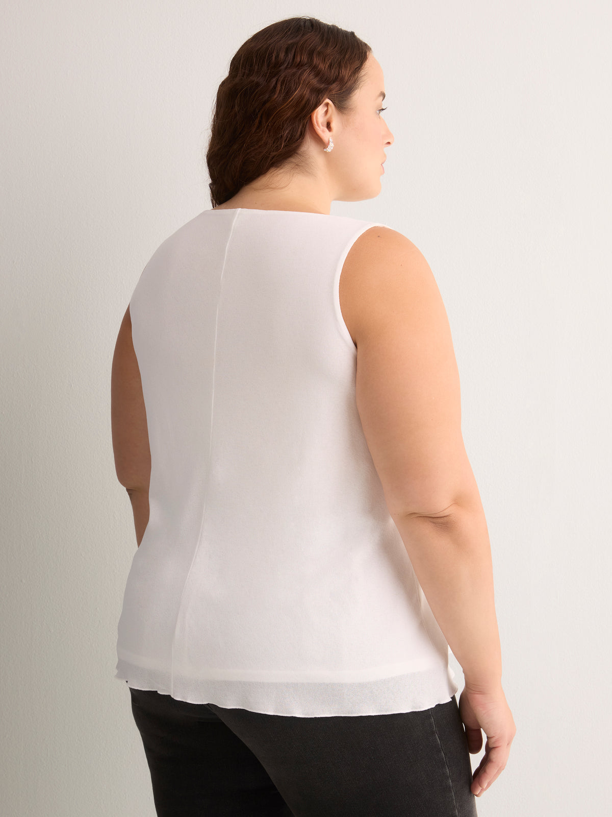 White Rhinestone Boat-Neck Swing Cami