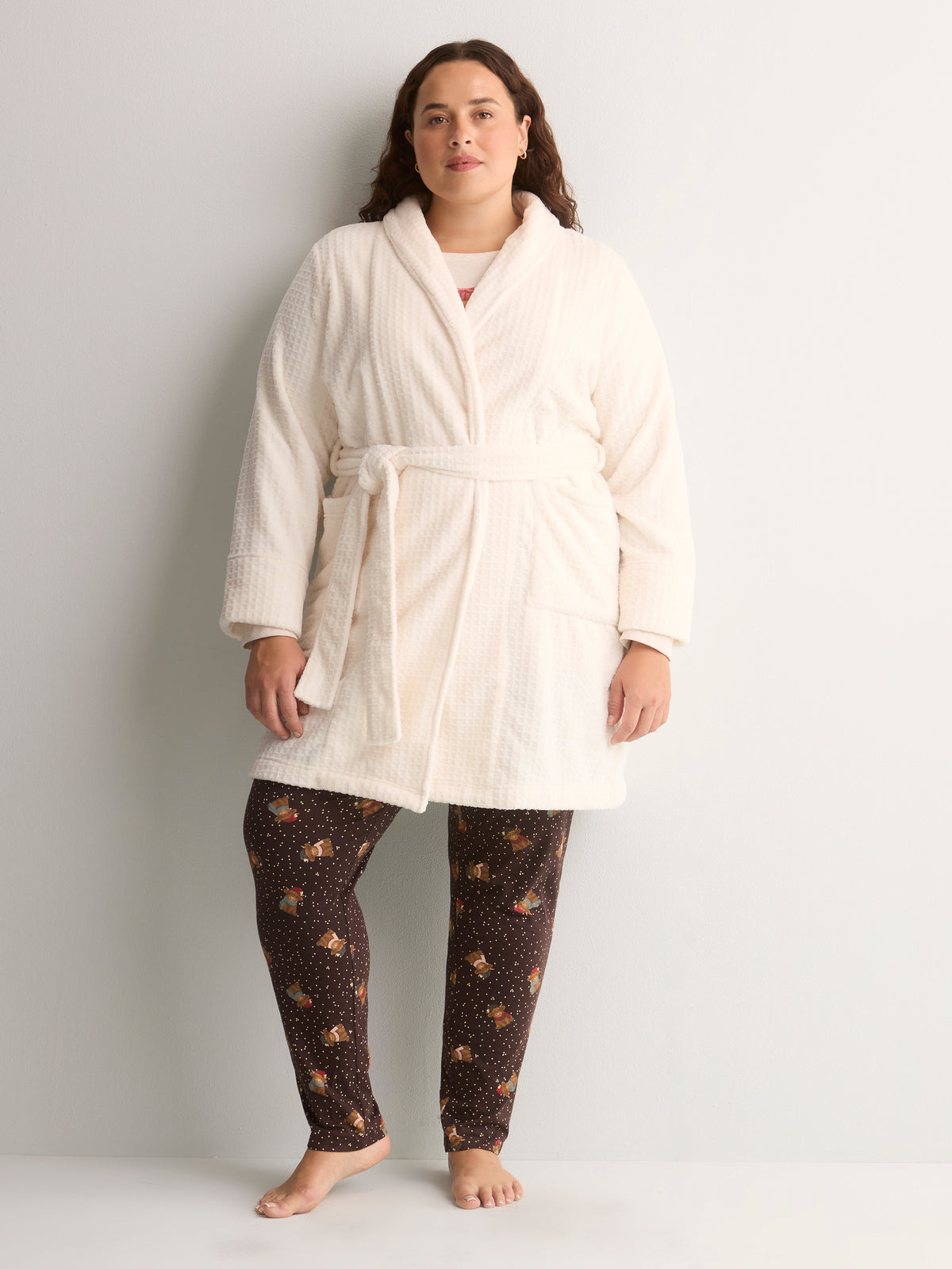 Belted Waffle Plush Robe - tiVOGLIO