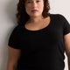 Ribbed Knit Fitted Short-Sleeve T-Shirt