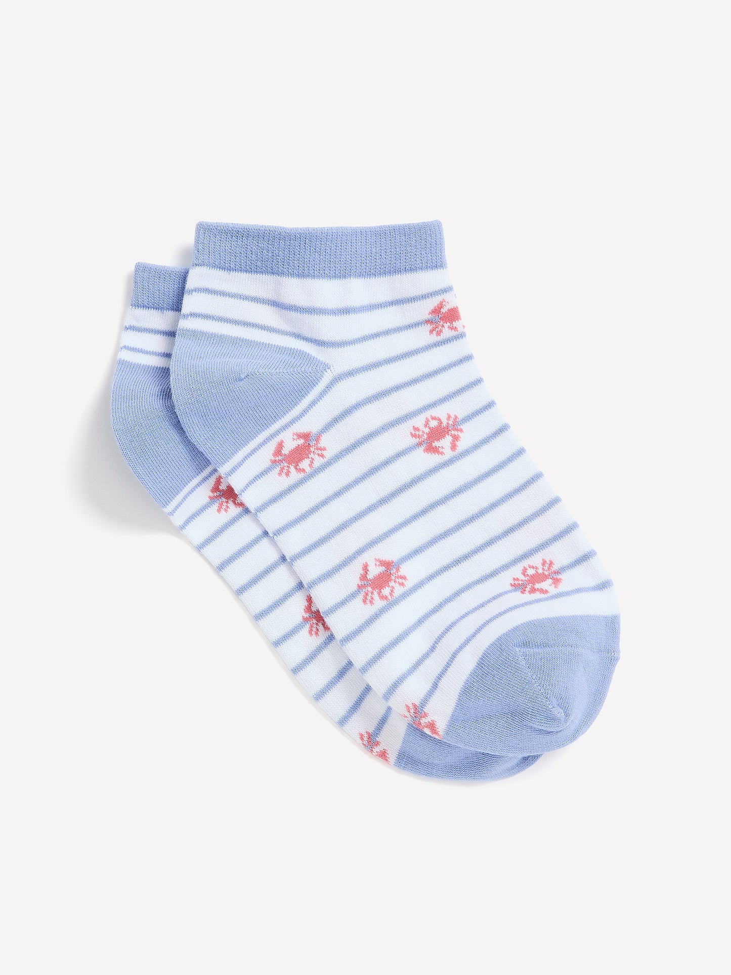 Striped Ankle Socks with Sea Animal Print