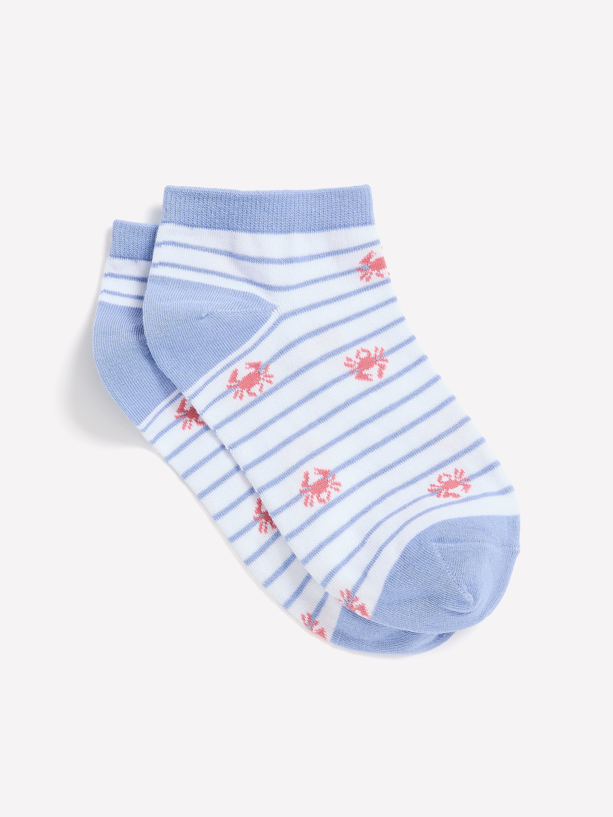 Striped Ankle Socks with Sea Animal Print