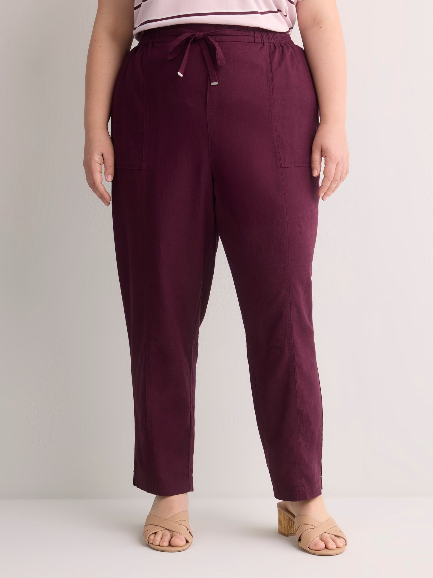 Linen Blend Tapered-Leg Pant