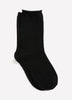 Black Basic Rolled-Edge Crew Socks