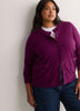 Dark Buttoned-Down Cotton Blend Crew Neck Cardigan