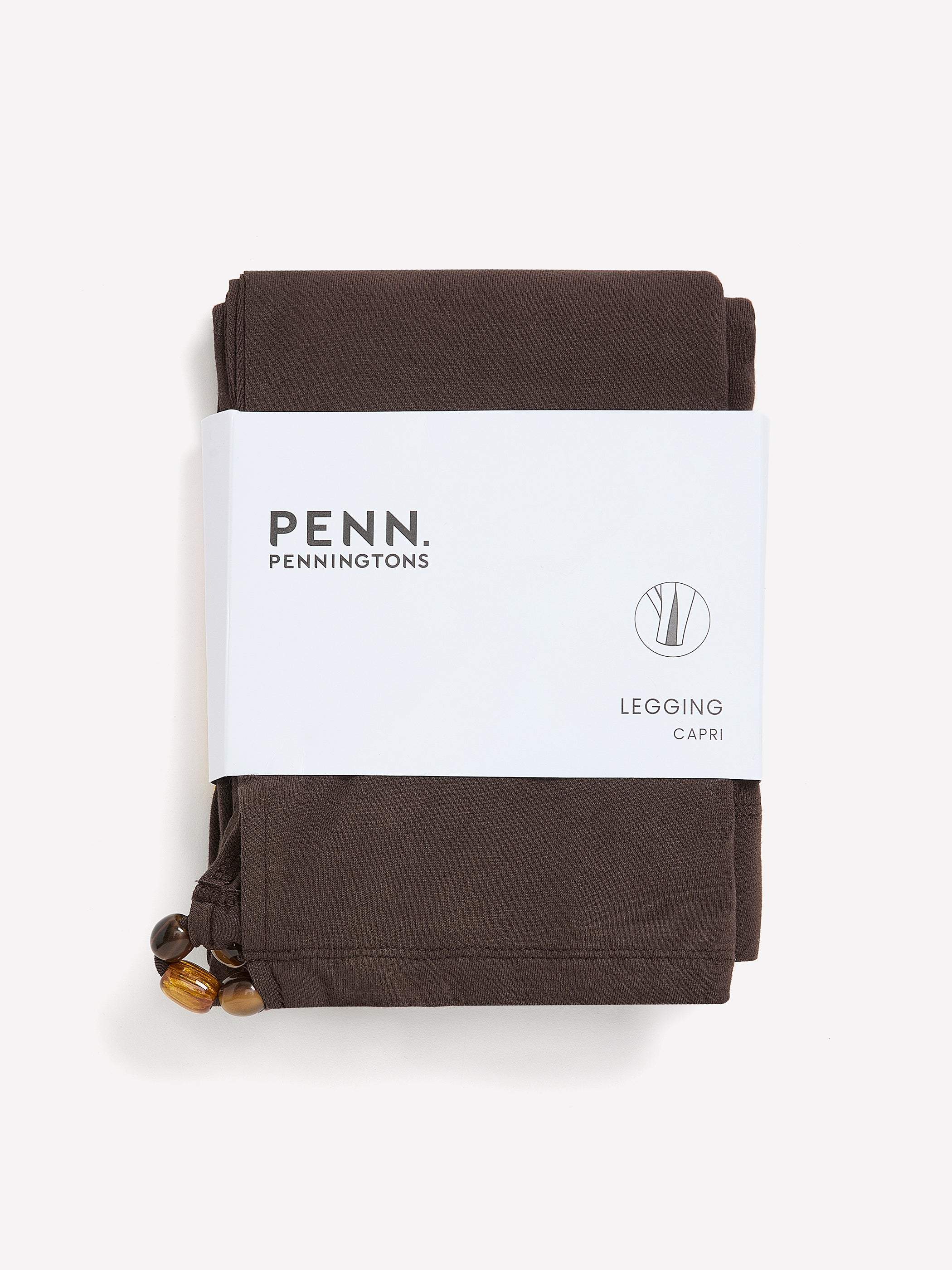 Responsible, Brown Capri Legging with Beaded Keyhole at Hem
