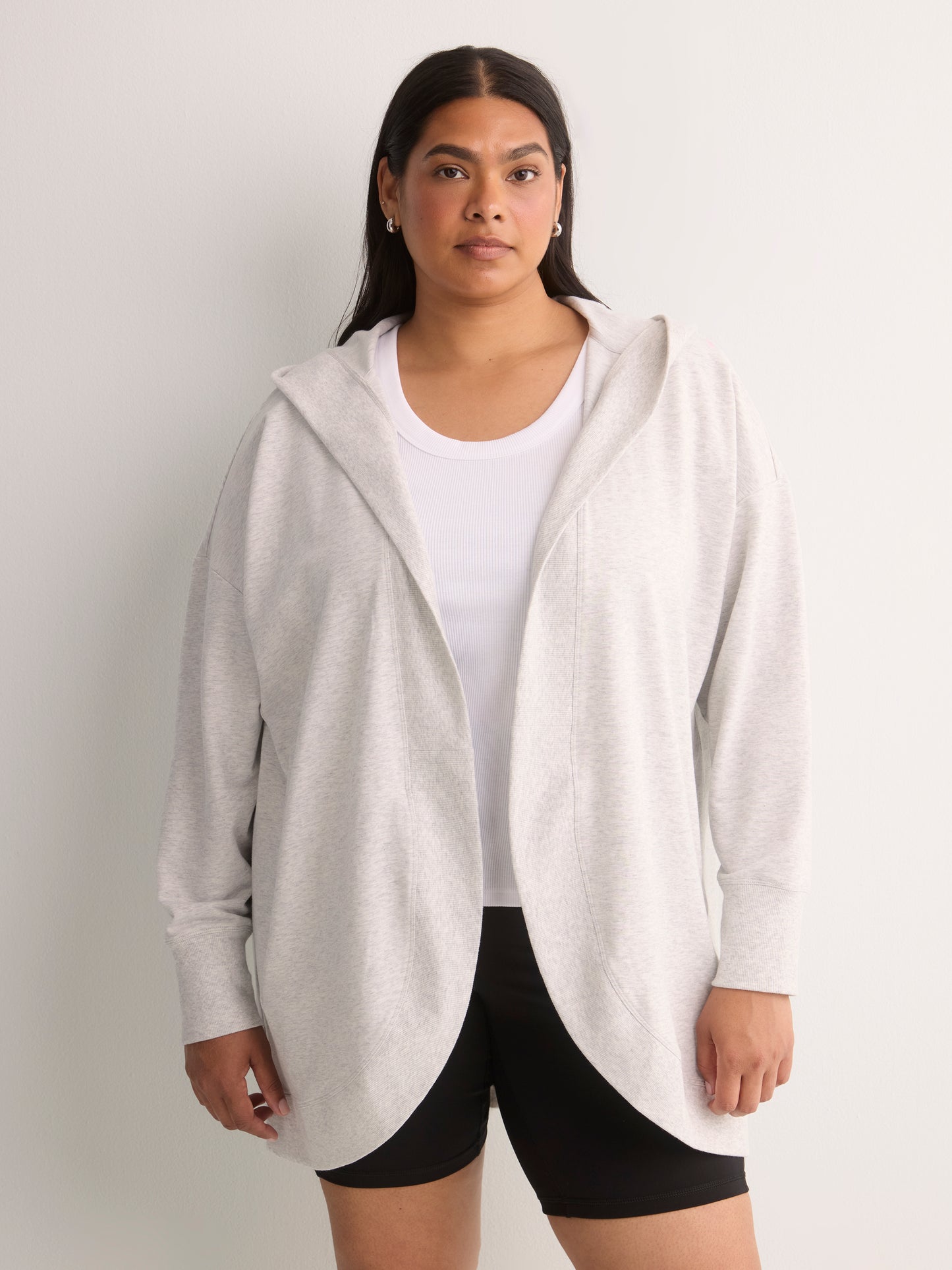 French Terry Hooded Open Cardigan - Active Zone