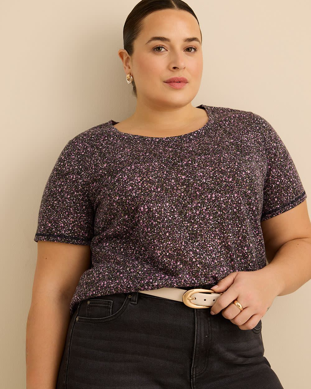 T-shirt coupe galbée à col rond 