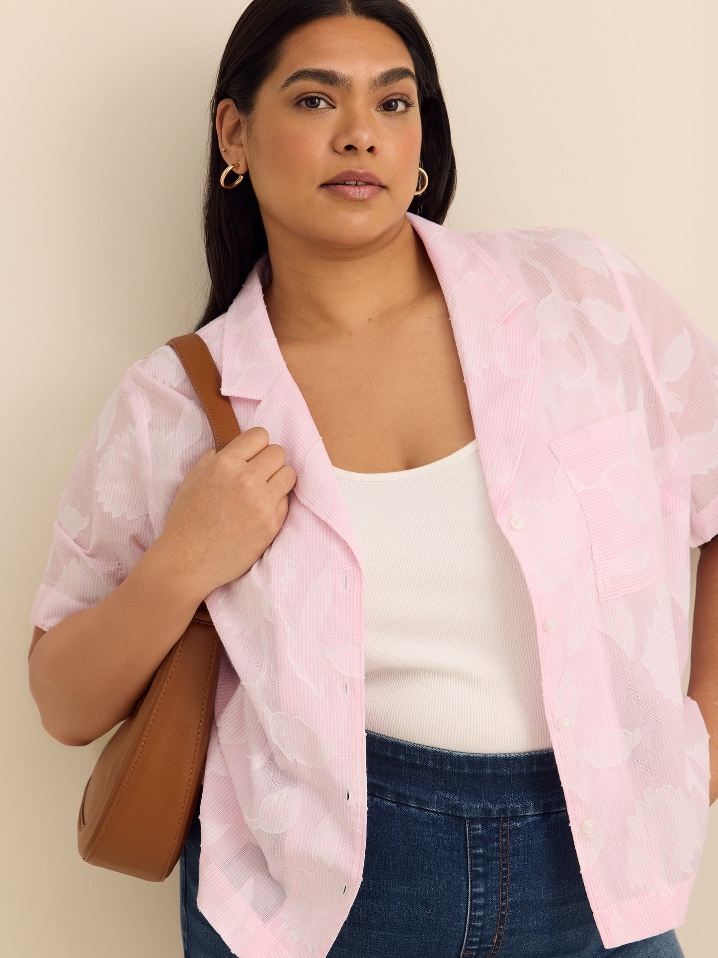 Camp Collar Loose Cotton Blouse