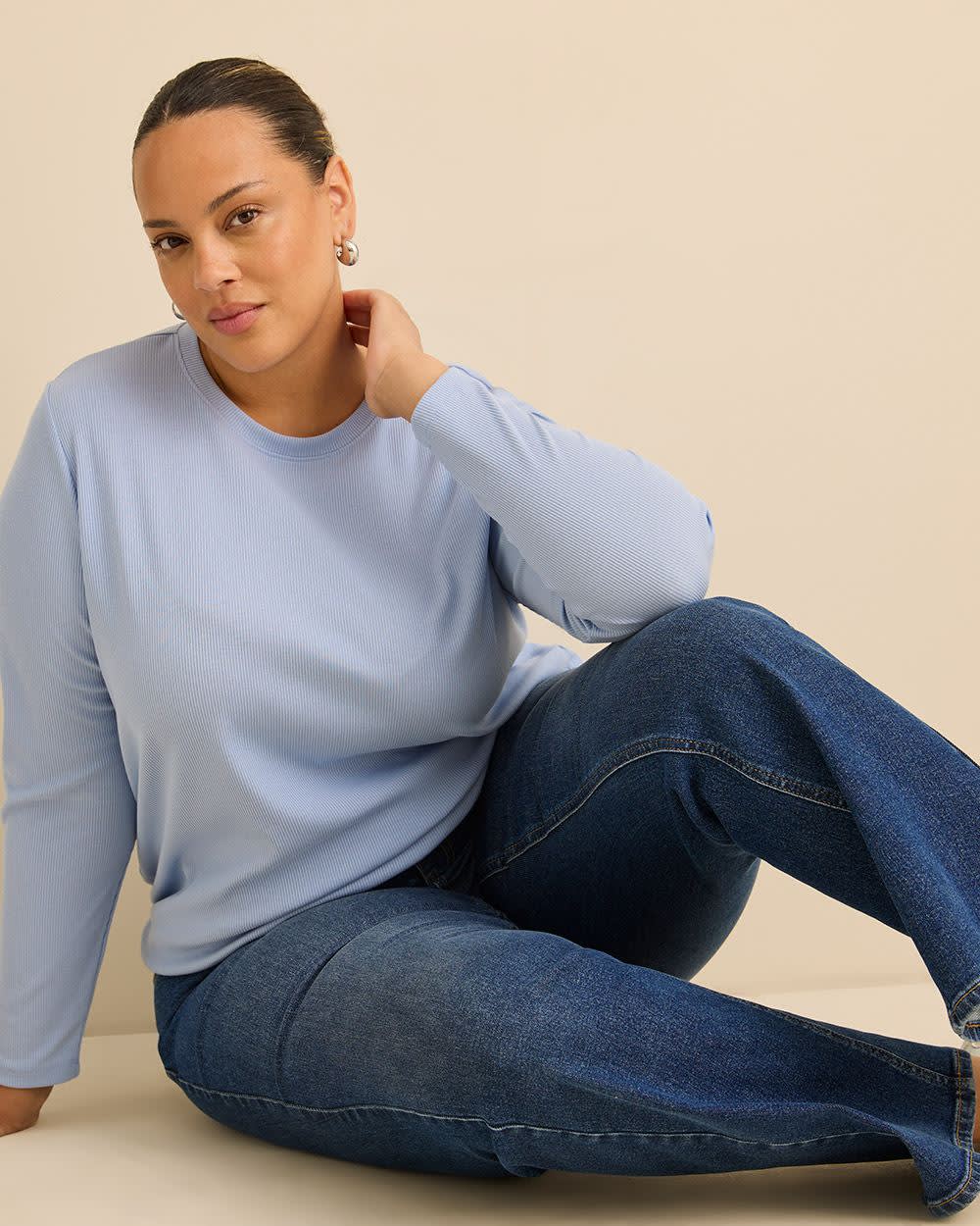 Boyfriend-Fit Ribbed Knit Tee - PENN. Essentials