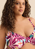 Coloured Foliage-Print Underwire Ruched Bikini Top