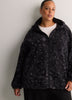Hooded Printed Sherpa Zippered Jacket - Active Zone