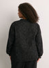 Black A-Line Denim Blouse with Split Ruffled Collar