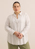 Striped Linen Blend Buttoned Down Tunic Shirt