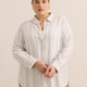 Striped Linen Blend Buttoned Down Tunic Shirt