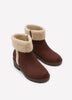 Extra Wide Width, Brown Microsuede Wedge Bootie with Foldover Sherpa