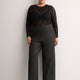 Petite, Charcoal Pinstripe Pull-On Wide-Leg Pant, Essential Pant
