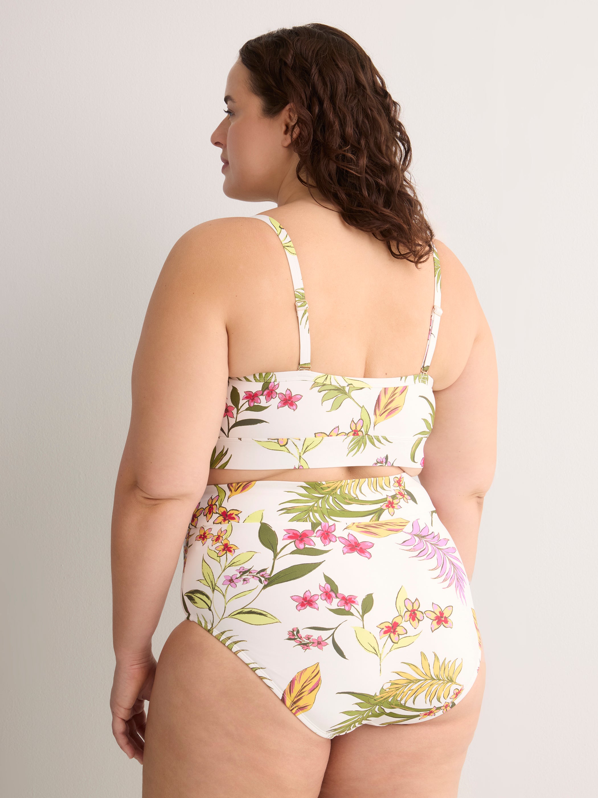 Floral V-Neck Crop Bikini Top