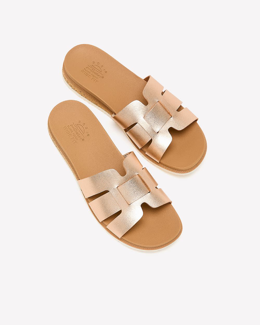 Wide Width, Flat Double-H Strap Sandal - Skechers