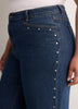 Classic-Fit High-Rise Wide-Leg Studded Denim Pant - d/C jeans