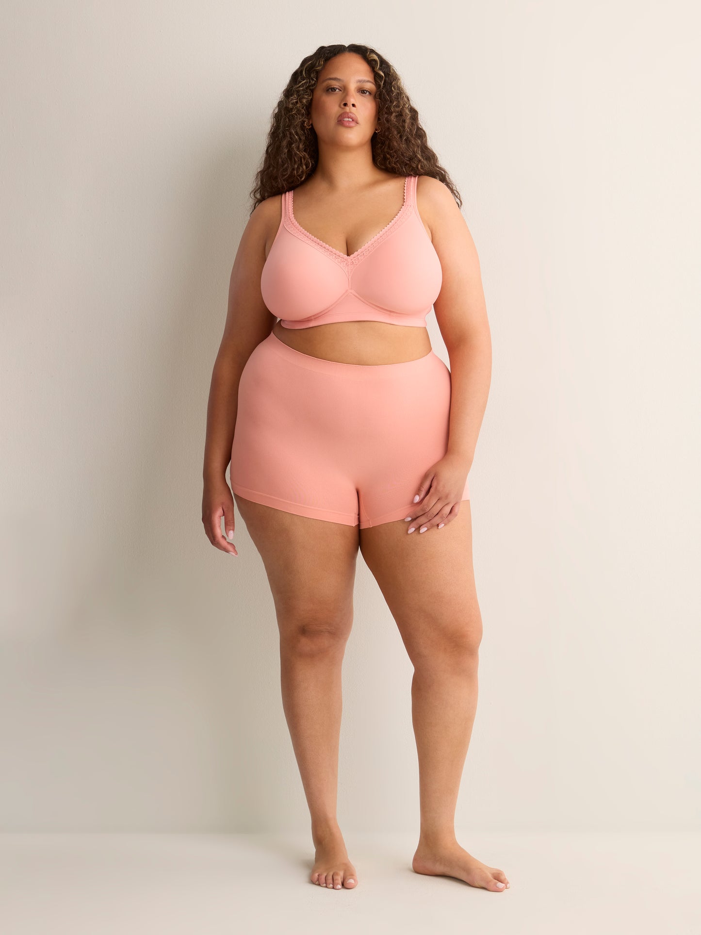 Pink Wireless Padded T-Shirt Bra with Lace - tiVOGLIO