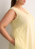 Linen Blend V-Neck Swing Dress with Crochet Tape