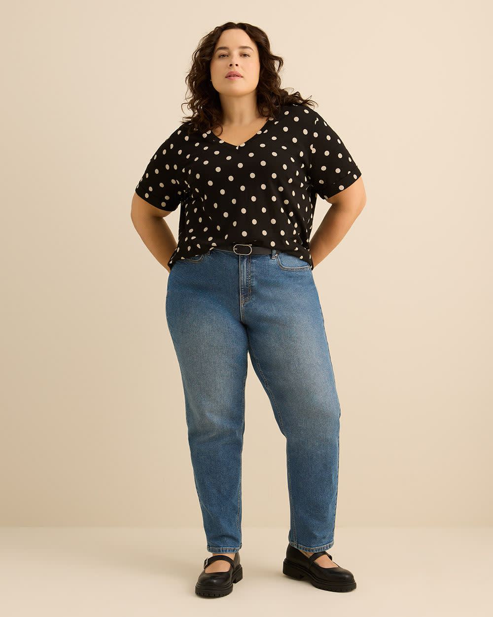 Responsible, V-Neck Boyfriend Tee with Slits