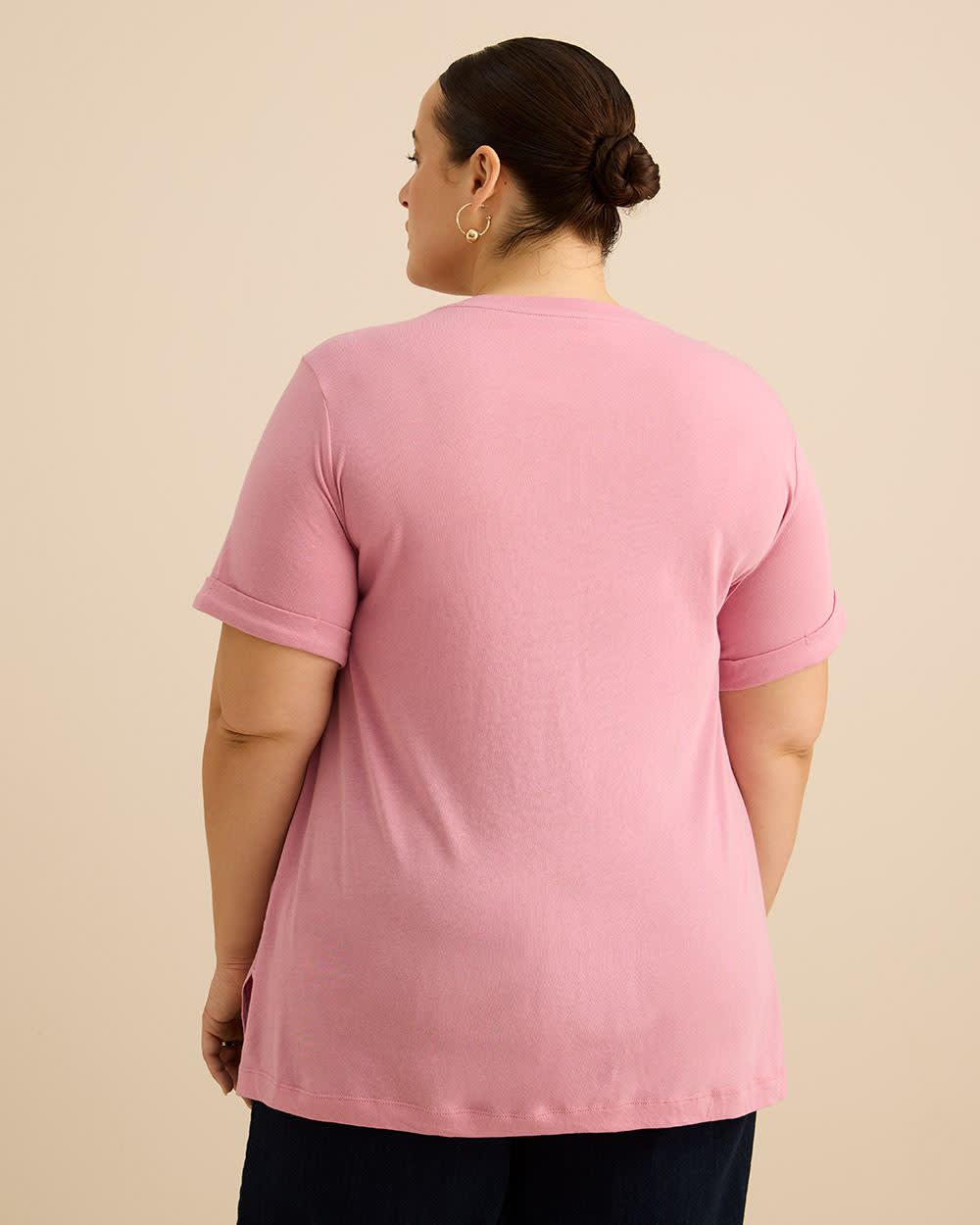 Responsible, V-Neck Boyfriend Tee with Slits