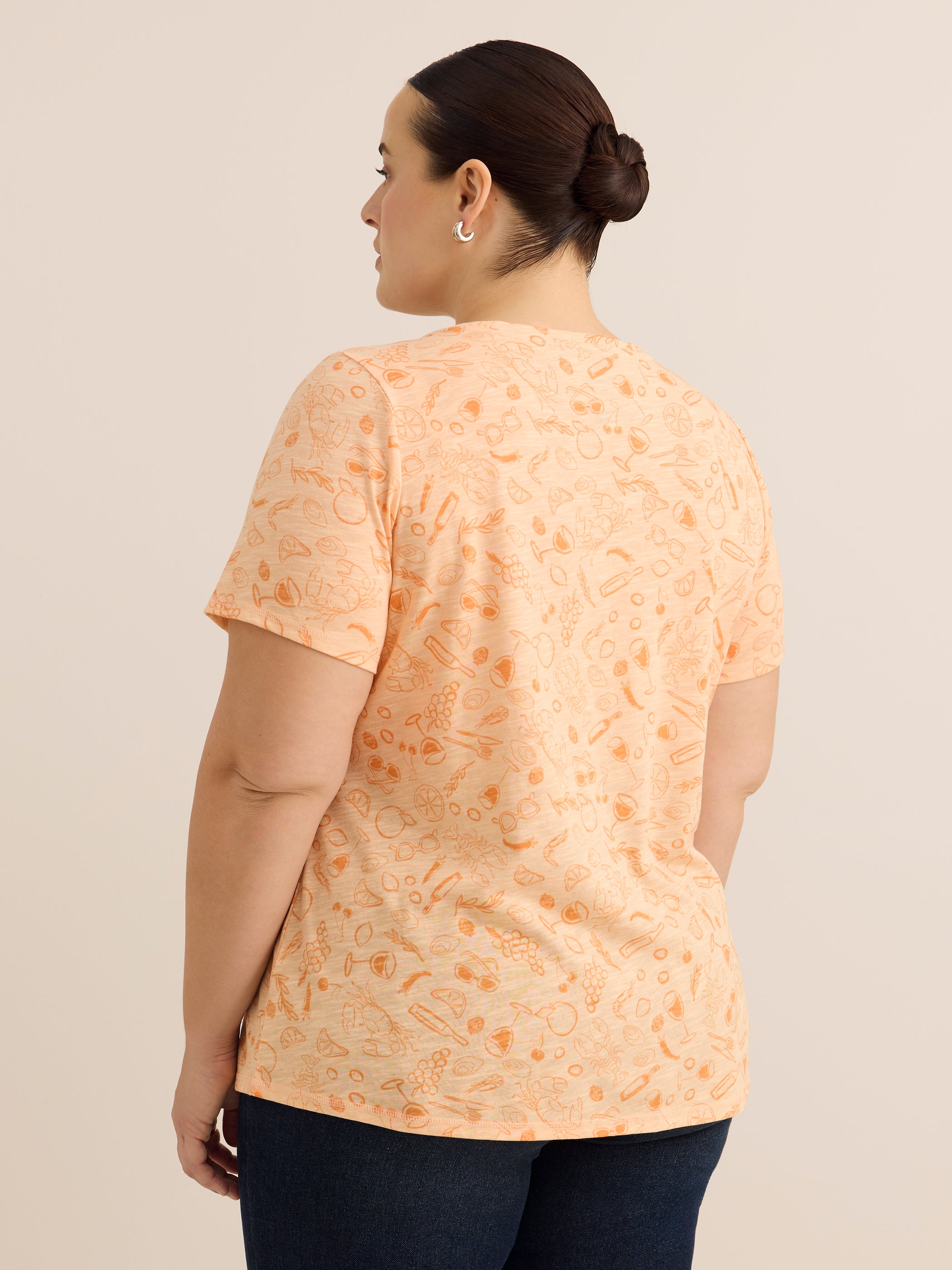 Curvy-Fit Printed Short-Sleeve Crew-Neck Tee