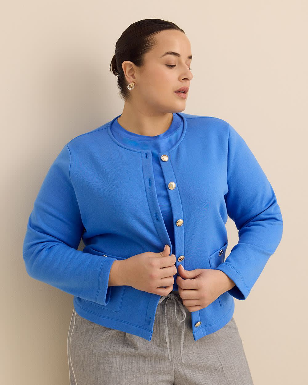 Cardigan court boutonné avec poches