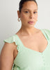 Ruffled Sleeveless Heart-Shaped Midi Dress with Crochet Tape