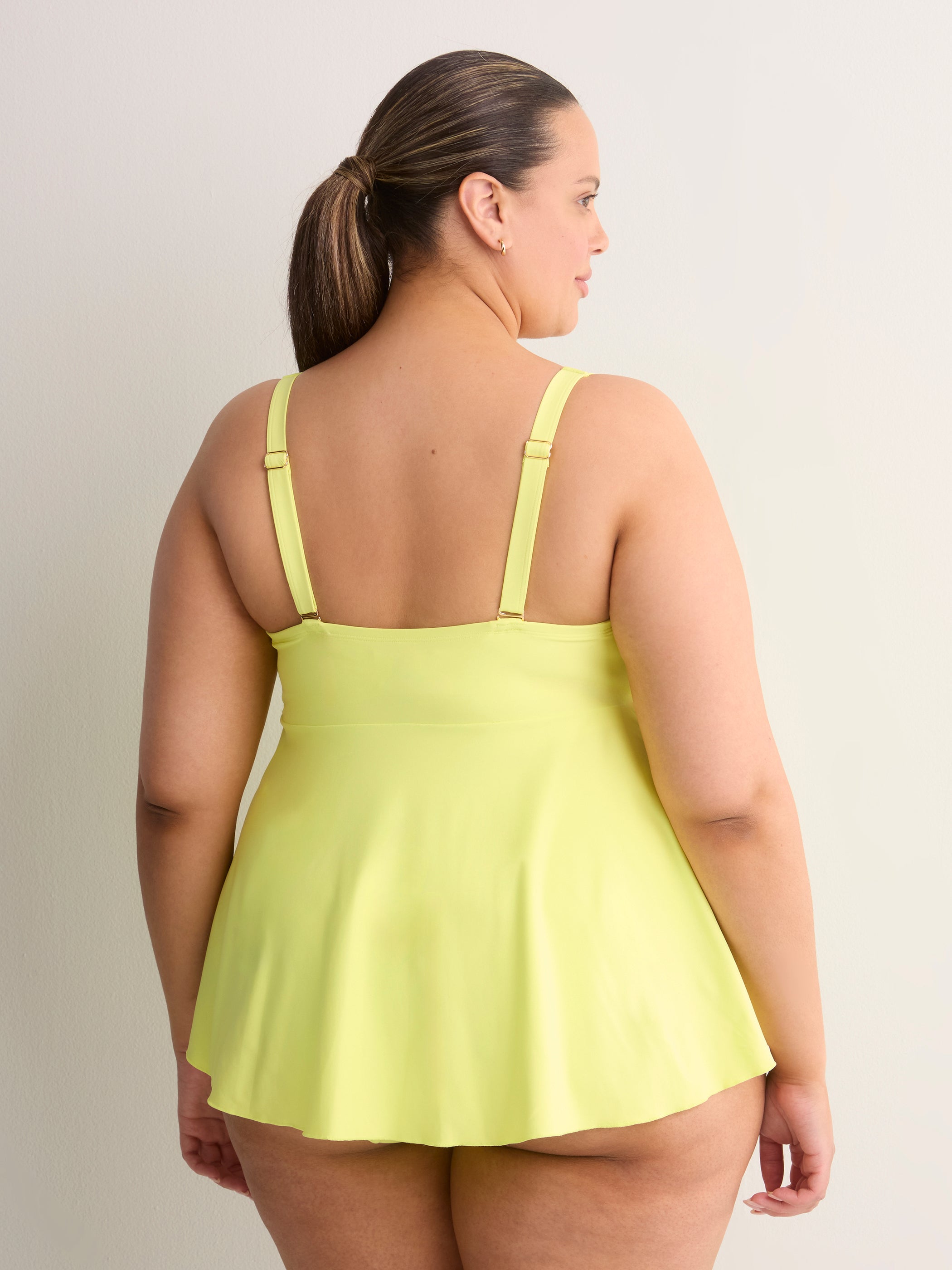 Lime Green Twisted Babydoll Tankini Top