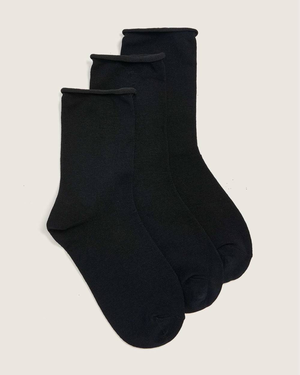 Chaussettes à bord roulé, pqt de 3