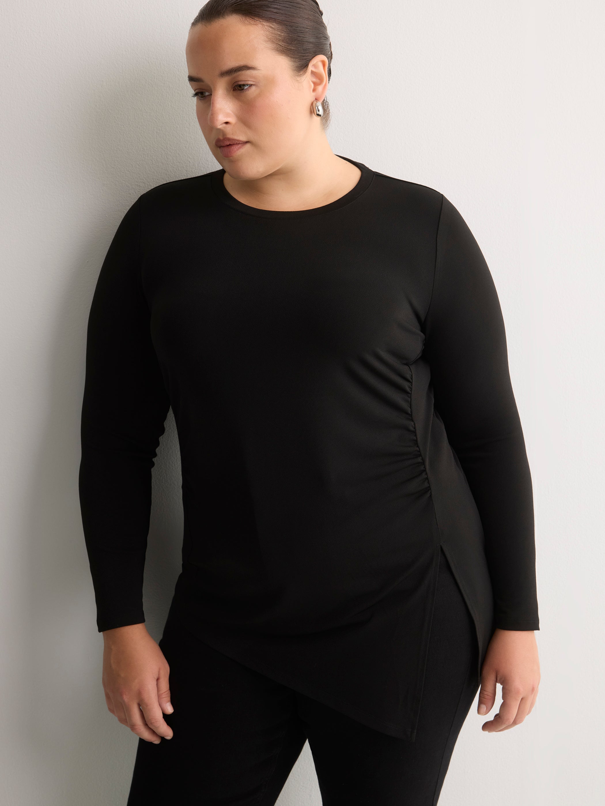Asymmetric Ruched Knit Shirt