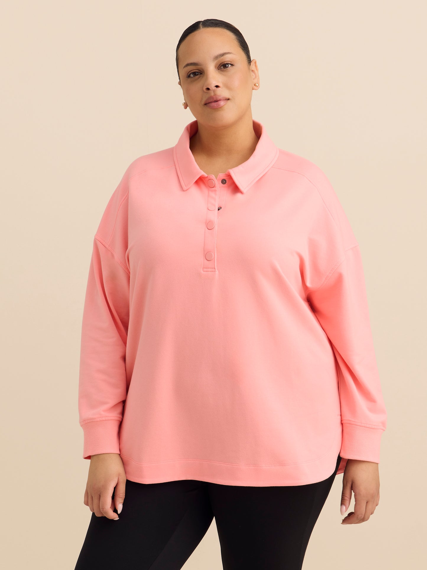 Polo Sweatshirt with Tulip Hem - ActiveZone