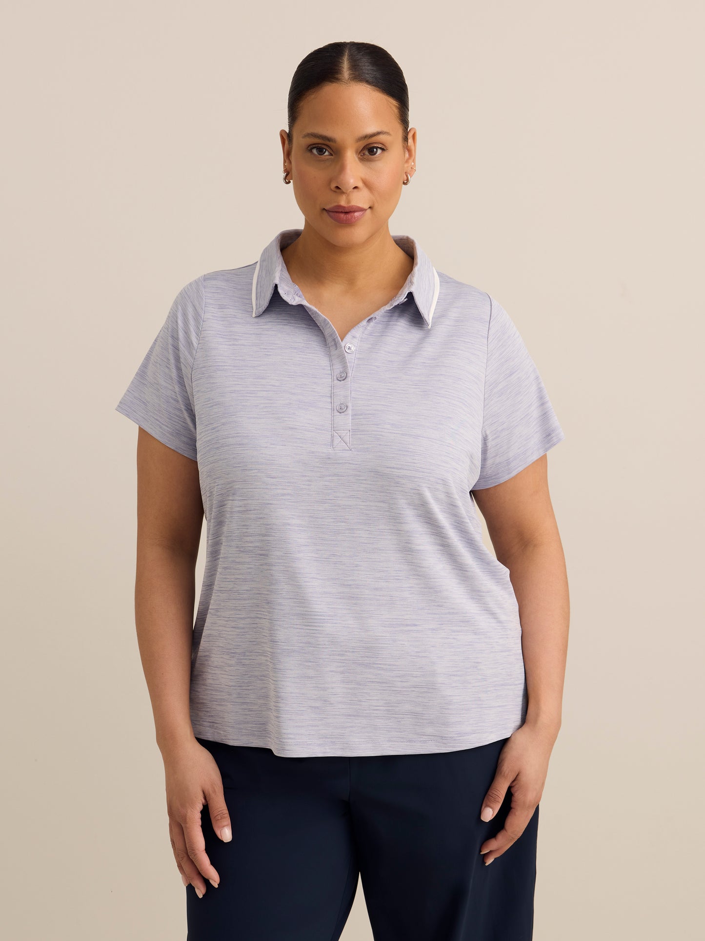 Short-Sleeve Space Dye Polo with Piping - Active Zone