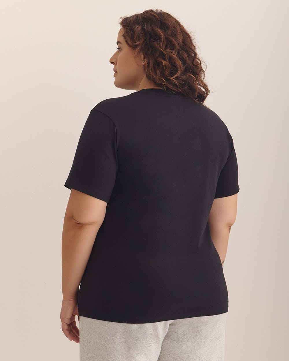 Black Short-Sleeve Crewneck Tee with Small Logo - adidas