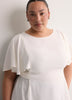 Responsible, Cape Flutter-Sleeve Silky Blouse with Self Sash