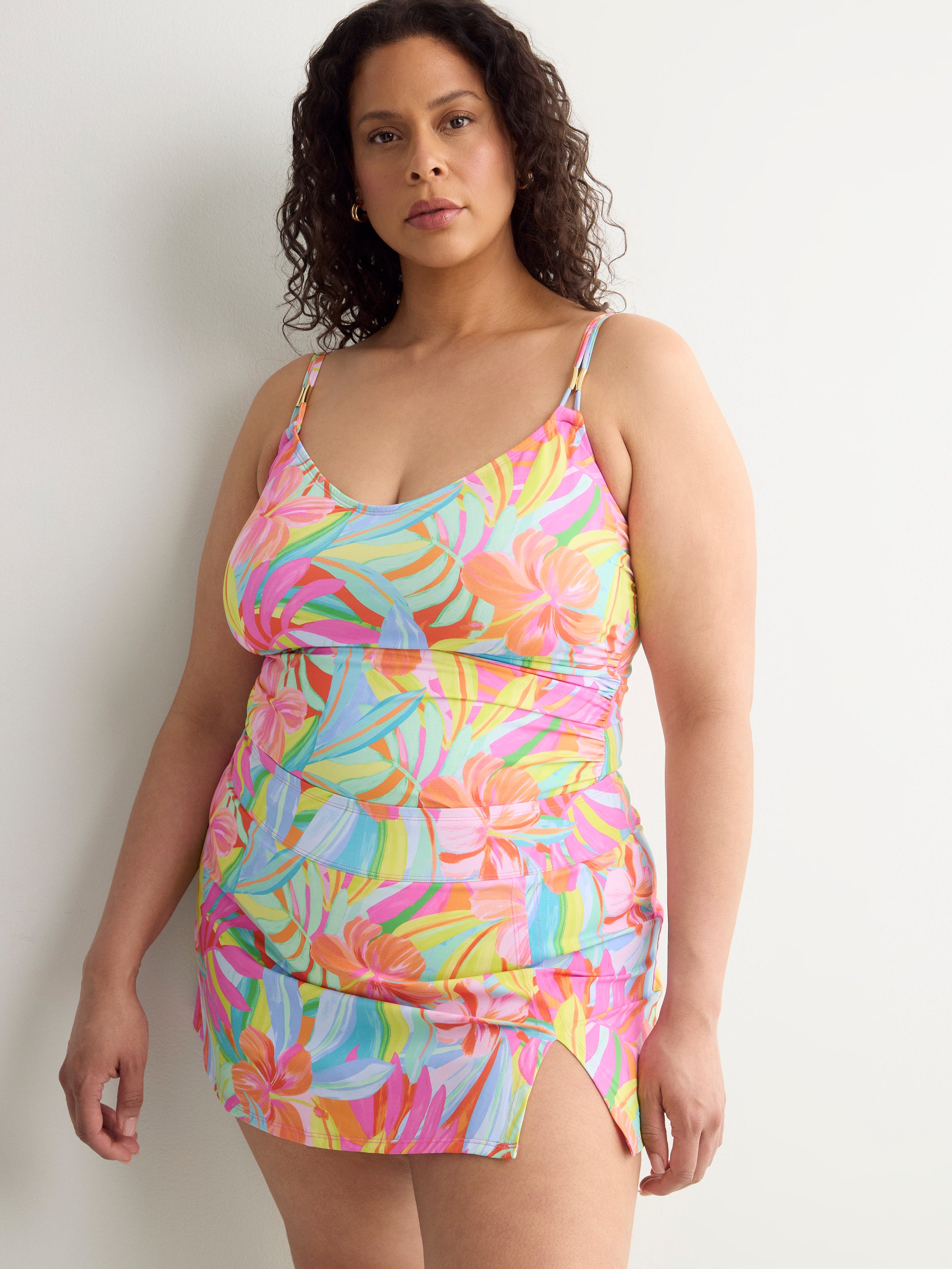 Jupe-maillot taille haute fleurie - Bleu by Rod Beattie