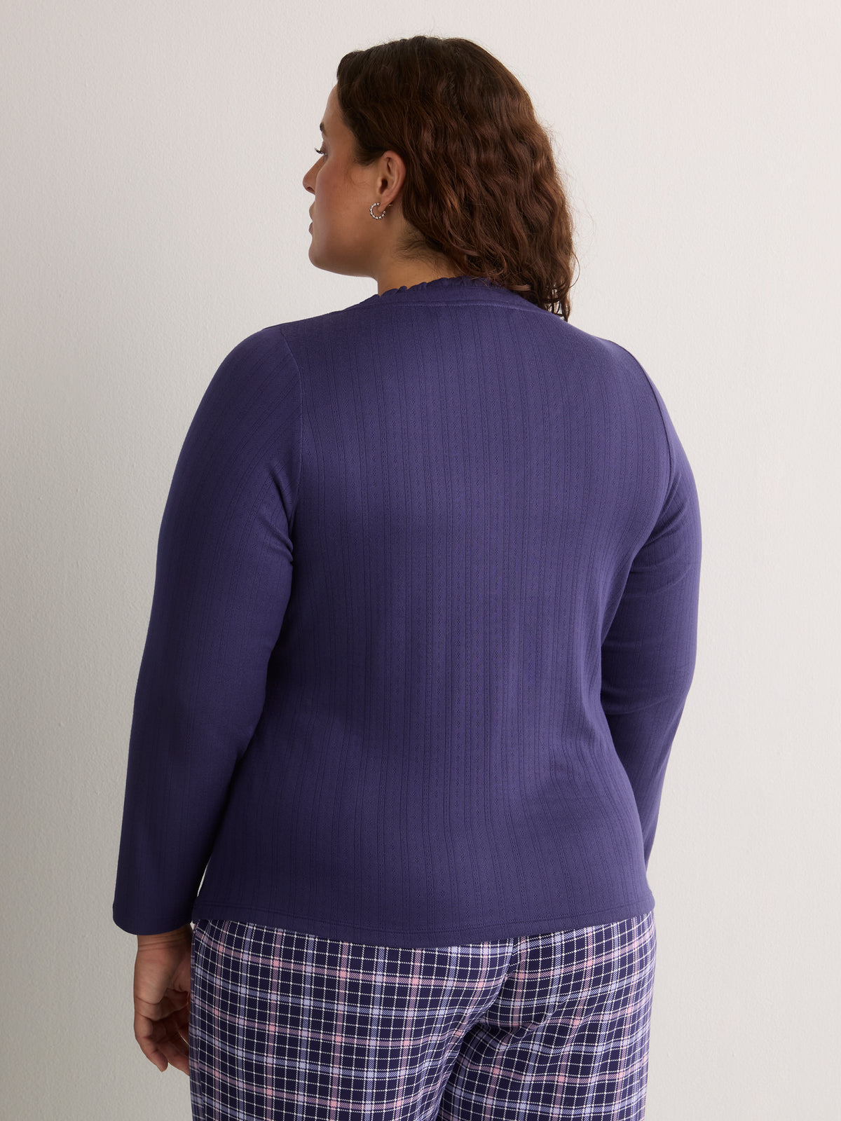 Modern-Fit Pointelle Henley Sleep Top - tiVOGLIO
