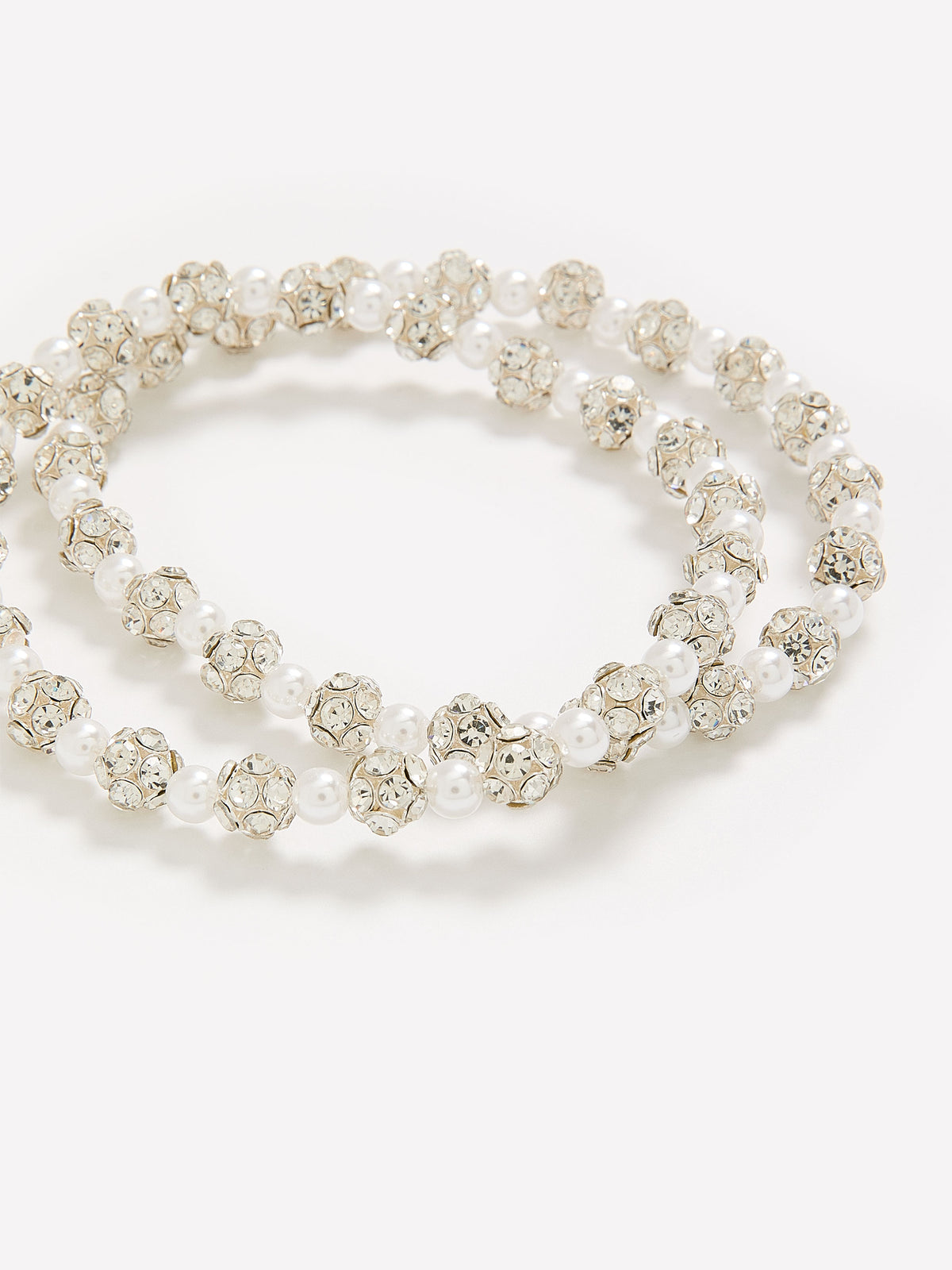 Elastic Stone-Bead and Pearl Bracelets, 2 per pack