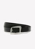 Black Faux-Leather Belt with Uneven Rectangle Buckle