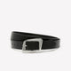 Black Faux-Leather Belt with Uneven Rectangle Buckle