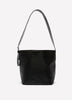 Black Faux Leather Croco Bucket Bag