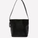 Black Faux Leather Croco Bucket Bag